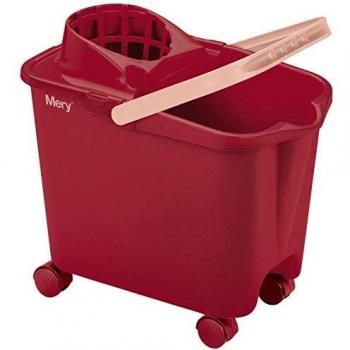 MERY CUBO 14L C/RUEDAS, ASA Y ESCURRIDOR ROJO M