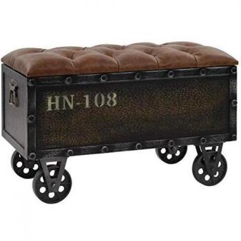 VidaXL Storage Bench 80.5x41x50 cm in Solid Wood and Faux Leather