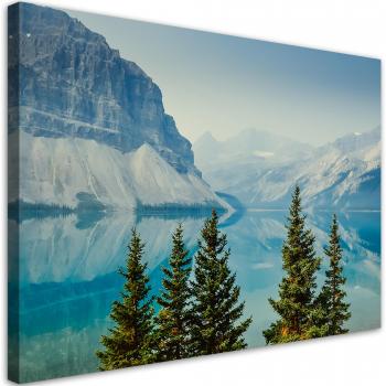 Serene Peaks & Waterfall Canvas – 60x40 Blue