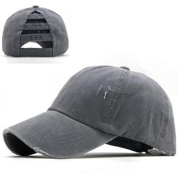 Black Fishing Cap for Girls with Ponytail Opening