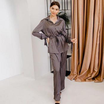 Hiloc Women's Satin Pajama Set with Long Sleeves