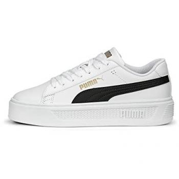 Sneaker PUMA Smash Platform v3 Sneakers Damen Gr. 38.5, bunt (weiß schwarz gold), Obermaterial: Leder, Synthetik; Futter: Textil; Innensohle: Textil; Laufsohle: Gummi, Schuhe
