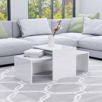 Table basse moderne Blanc brillant Bois d’ingénierie