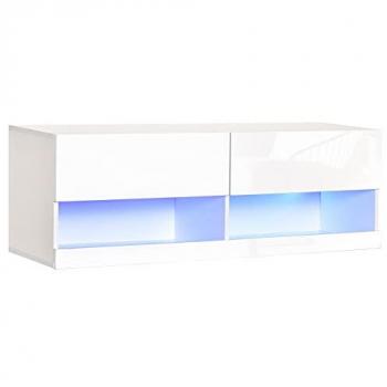 Homcom Wall Mount TV Stand with LED Lights Media Console Storage & Cable Hole