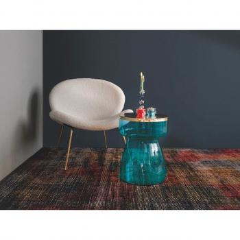 Kayoom Beistelltisch »Roman 125«, mundgeblasenes Glas, goldene Metallplatte