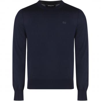 Dsquared2 Men's Blue Ribbed Wool Round-Neck Sweater (S)