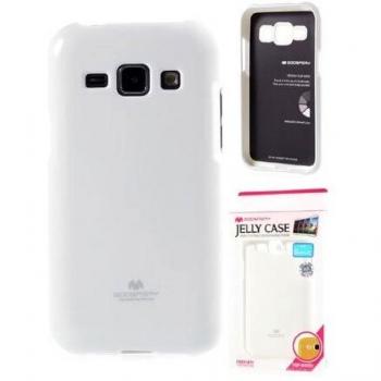 Protezione Glossy TPU/Silicone Galaxy J1 – Colore Bianco con Dettaglio Glitter