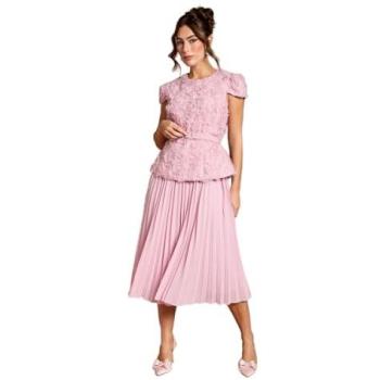Coast 3D Flower Belted Midi Dress (Women's) – Pale Pink, 10