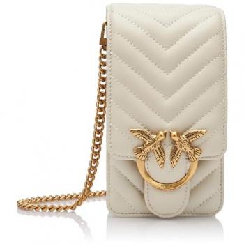 Pinko Love One Smart Chevron Compact Leather Phone Holder