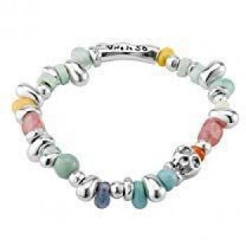 UNO DE 50 Pulsera ALHAJA Acabado Plata Aleacion Metales Cristales Multicolor