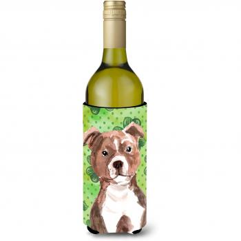 Red Staffie Bull Terrier St. Patrick's Day Bottle Hugger