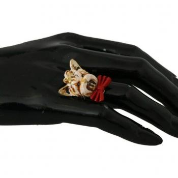 Premium Beige Pet Ring – Gold Brass Resin, Size EU54/US7