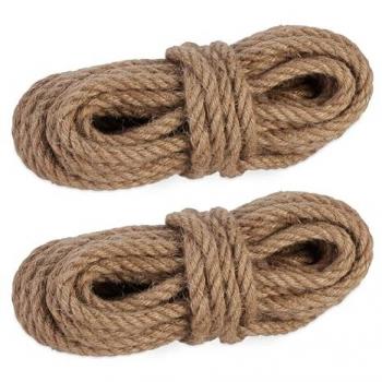 Natural Hessian Rope, 2 Rolls, 12mm Thick, 10m Long