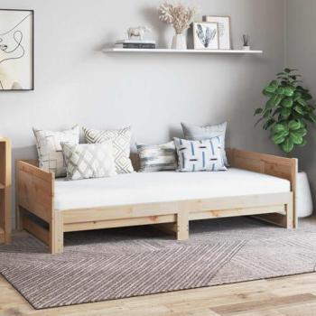 Lit de jour gigogne en pin massif – VidaXL – Naturel – 2035x184x565 cm – Super King – Cadre à lattes