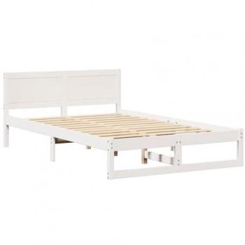 Frame Letto Bianco 135 x 190 cm Legno di Pino Massiccio