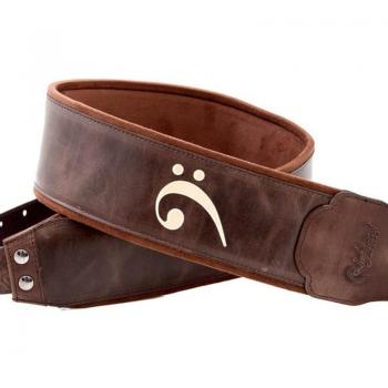 RightOn! RightOn! Fakey Brown Groove Bass Guitar Strap Leather