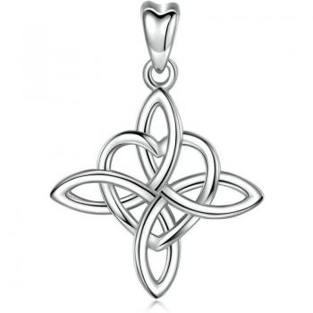 Eudora 925 Sterling Silver Heart Pendant with Irish Celtic Knot for Women