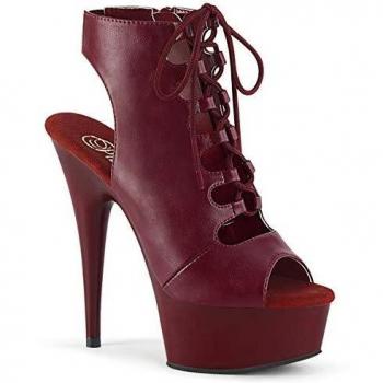 Pleaser DELIGHT-600-20 mit Burgunder Falschen Leder und matten B Burgunder, Größe UK 7 (EU 40)