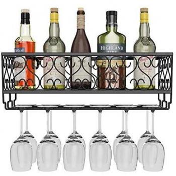 AcornFort® 12-Bottle & 12-Glass Wine Rack, Wall Mount, 50 cm Length