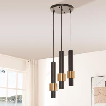 Suspension Lulled 3 Spots GU10 Hauteur 200 cm Noir Or