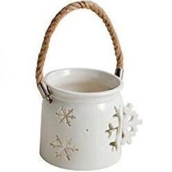 Photophore en verre blanc flocon de neige