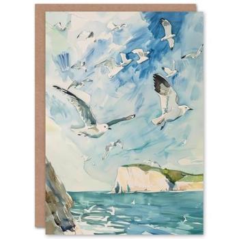 White Cliffs Breeze: Seagulls Greeting Card – UK Coastline Edition