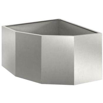 Jardinière angle argentée 60x60x35 cm, acier inoxydable