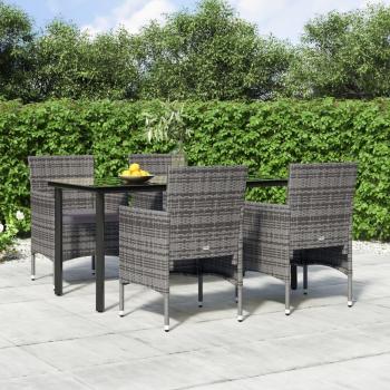VidaXL 5 Piece Outdoor Dining Set with Cushions Grey and Black