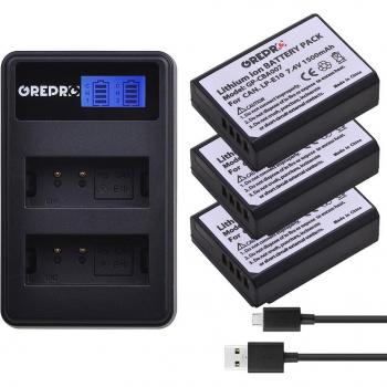 Baterías LP-E10 1500mAh con Cargador USB LCD para Canon EOS 1100D 1200D 1300D 2000D Rebel T3 T5 T6 KISS X50 X70