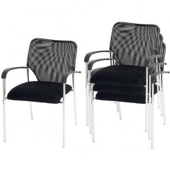 Lot de 4 chaises empilables Tulsa pour conférences noires