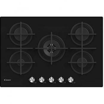 Piano cottura da incasso a gas in vetro temperato 5 fuochi candy cvg74wpb