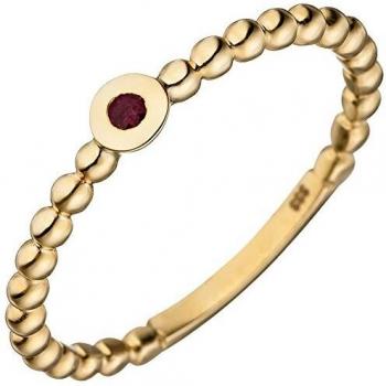 Gold‑Rubin‑Kugelluxus Ring – 54 (Gelbgold)