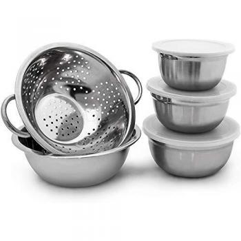 Relaxdays 5-Size Stainless Steel Keep‑Fresh Lidded Bowls