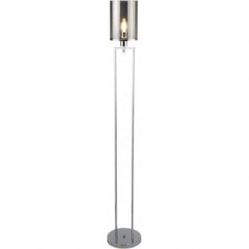 Searchlight Catalina One-Light Floor Lamp in Chrome, with Smokey Glass Shade, E27 Base