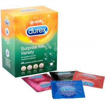 Durex Condom Surprise Me Variety Pack Extra Safe Thin Feel Tickle Pleasure 40pcs