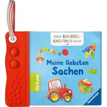 Mein Knuddel-Knautsch-Buch: flip&pop. Meine liebsten Sachen (mit Pop-it Beißleiste); weiches Stoffbuch, waschbares Badebuch, Babyspielzug ab 0 Monate, Sensorik Spielzeug aus Silikon