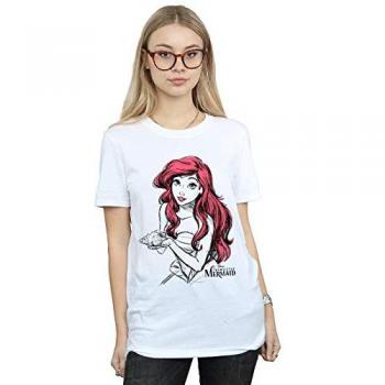 Ariel Shell Design Cotton Casual Boyfriend Top – White M