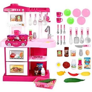 Kit de Cuisine pour Enfants deAO avec Plusieurs Accessoires (Rose)
