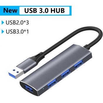 USB 3.0 Hub 4 Poorten Expander, Type-C naar USB adapter voor laptop en PC