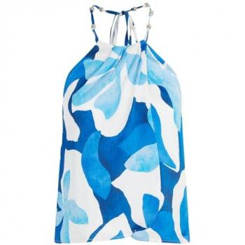 Top Morgan Sans Manches Fluide Bleu Colonne Arrondie