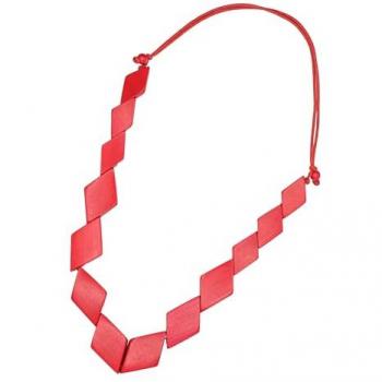 Lange Kette mit Holzperlen in Rautenoptik