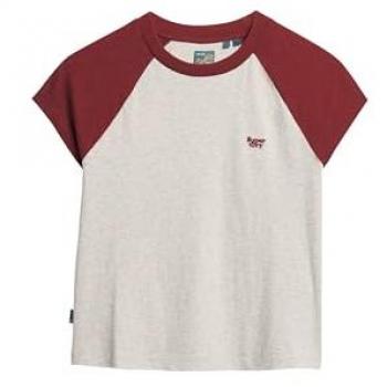 Maglietta Superdry A Maniche Corte Essential Logo Raglan Burgundy/Grigio Chiaro 38