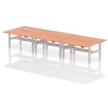 Air Back-to-Back 1600 x 800mm Height Adjustable 6 Person Bench Desk
