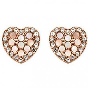 Pendientes de corazón mosaico de acero rosa Fossil JF03162791