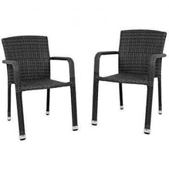 Garden Pleasure Gartenstuhl Set, stapelbar, 2er-Set, Dunkelgrau