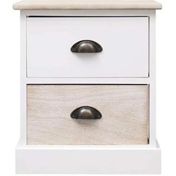 VidaXL Notte Scaffale Bianco/Naturale 38x28x45 cm in Paulownia