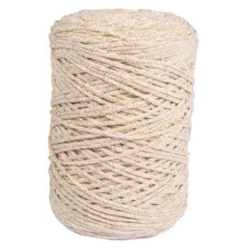 Elfenbeinfarbenes Recyclinggarn 2 mm Goldfaden (Rayher)
