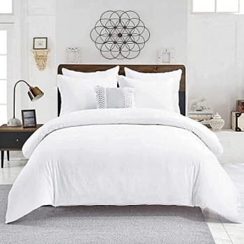 WAVVE Copripiumone 140x200 – Set Letto Singolo con Federa 65x65 Bianco