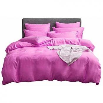 UMI Essentials Classic Satin Striped Duvet Cover Set with 2 Pillowcases of 80x80cm dimensions
