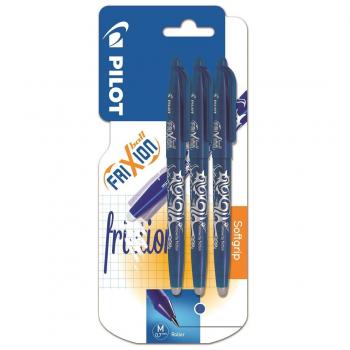 Pilot Frixion 0.7 mm Blue Erasable Rollerball – 3‑Pack